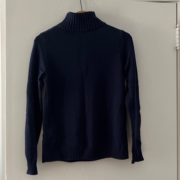 Olsen Navy Quarter-Zip Cable Knit Sweater - Cotton Blend - Like New - Picture 6 of 6